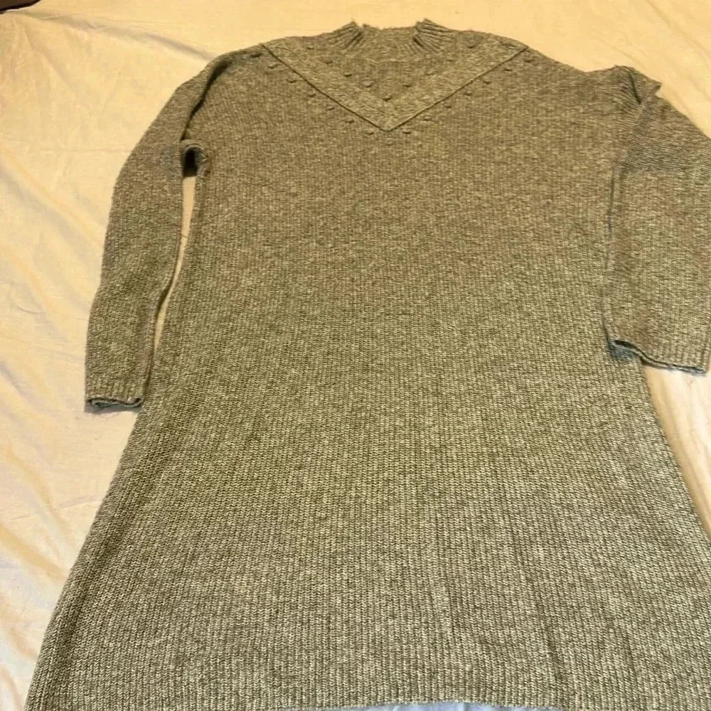 Loft Turtleneck long sleeve sweater dress gray size XL